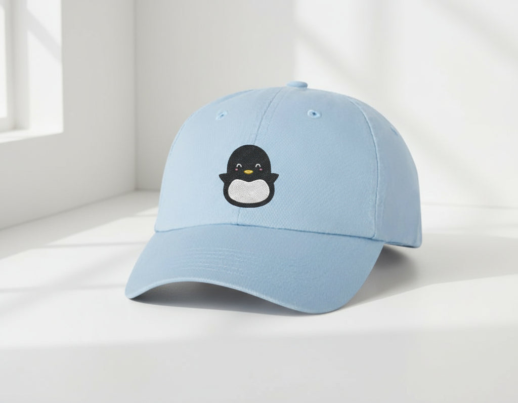 Cute Happy Kawaii Animal Character - Penguin Embroidered Dad Hat – Cartoon Baseball Cap – Aesthetic Adjustable Cotton Hat
