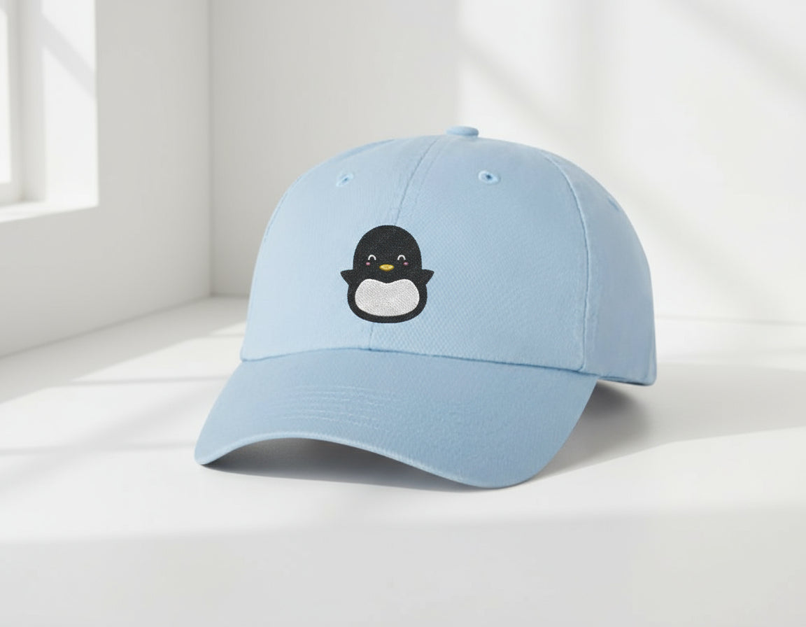 Cute Happy Kawaii Animal Character - Penguin Embroidered Dad Hat – Cartoon Baseball Cap – Aesthetic Adjustable Cotton Hat