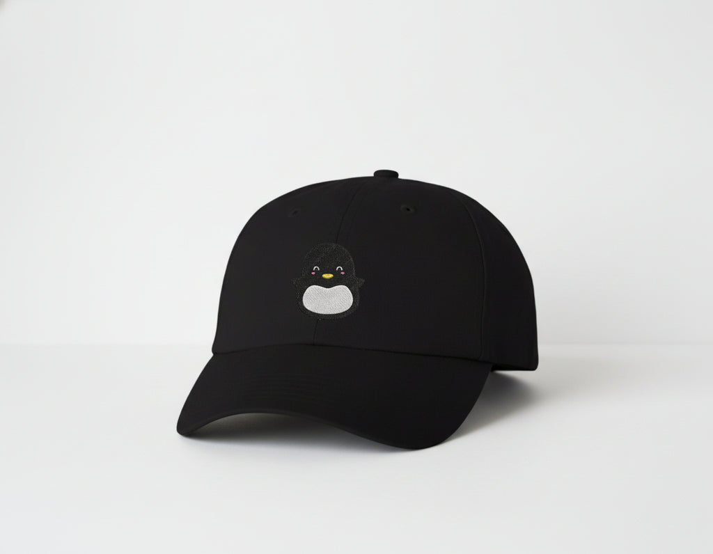 Cute Happy Kawaii Animal Character - Penguin Embroidered Dad Hat – Cartoon Baseball Cap – Aesthetic Adjustable Cotton Hat