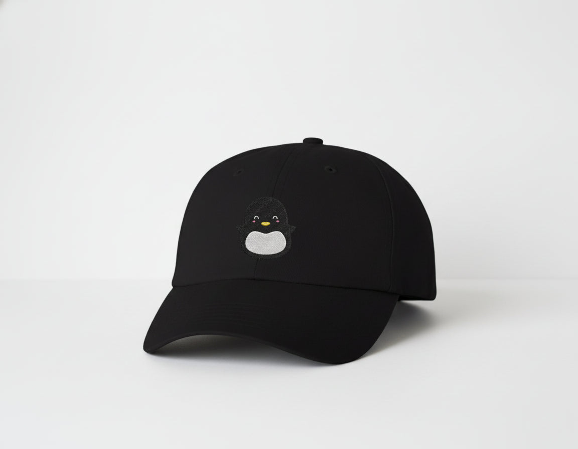 Cute Happy Kawaii Animal Character - Penguin Embroidered Dad Hat – Cartoon Baseball Cap – Aesthetic Adjustable Cotton Hat