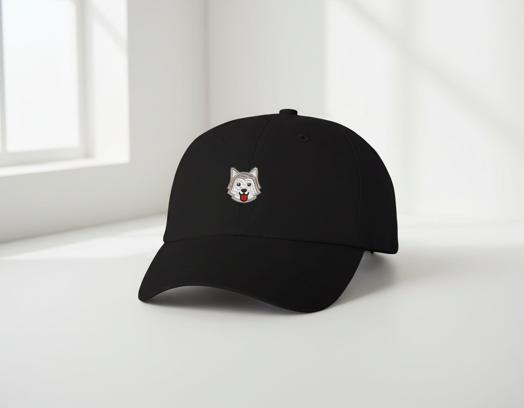Cute Gray Husky Dog Embroidered Dad Hat – Wolf Cartoon Baseball Cap – Aesthetic Adjustable Cotton Hat