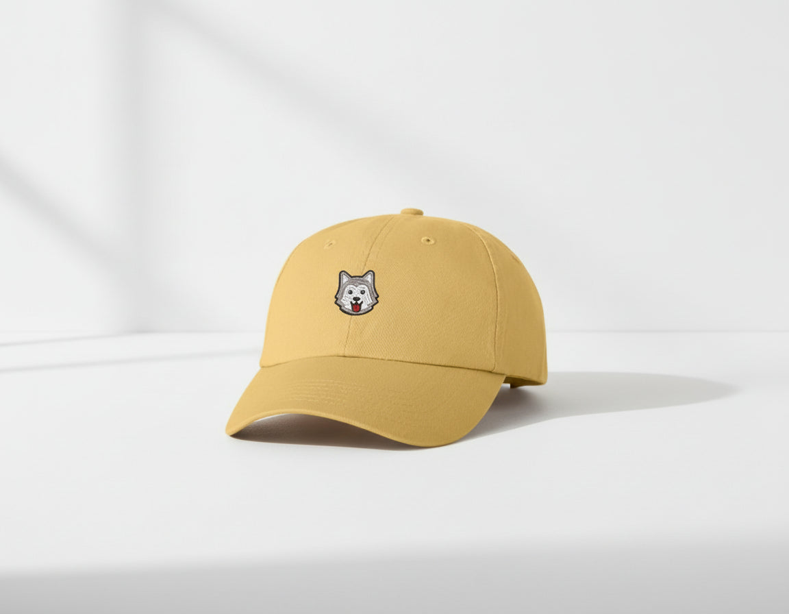 Cute Gray Husky Dog Embroidered Dad Hat – Wolf Cartoon Baseball Cap – Aesthetic Adjustable Cotton Hat