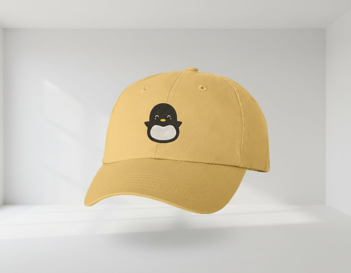 Cute Happy Kawaii Animal Character - Penguin Embroidered Dad Hat – Cartoon Baseball Cap – Aesthetic Adjustable Cotton Hat