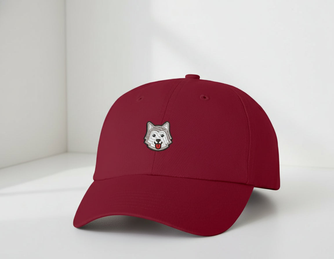 Cute Gray Husky Dog Embroidered Dad Hat – Wolf Cartoon Baseball Cap – Aesthetic Adjustable Cotton Hat