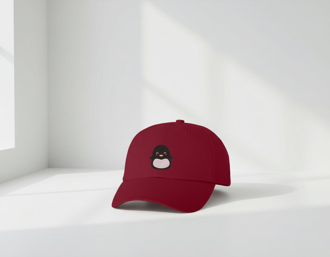 Cute Happy Kawaii Animal Character - Penguin Embroidered Dad Hat – Cartoon Baseball Cap – Aesthetic Adjustable Cotton Hat