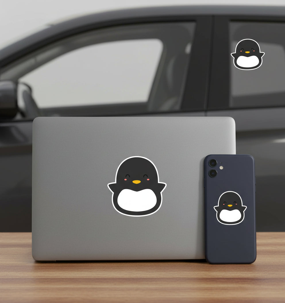 Cute Happy Kawaii Animal Character - Penguin – Kawaii Cartoon Penguin Decal - Twin Pack (Copy)