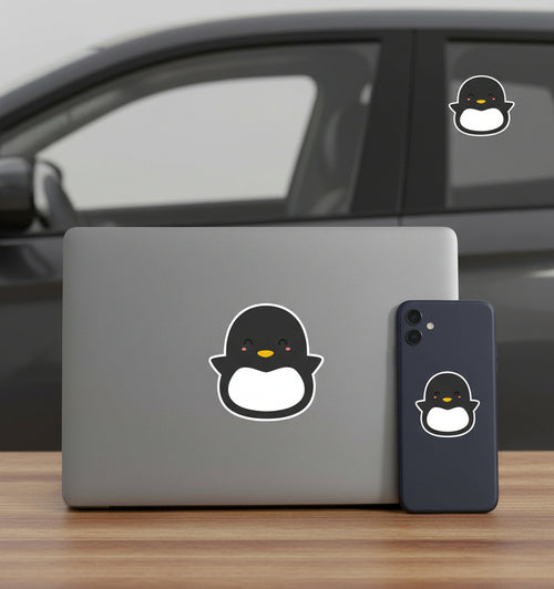 Cute Happy Kawaii Animal Character - Penguin – Kawaii Cartoon Penguin Decal - Twin Pack (Copy)
