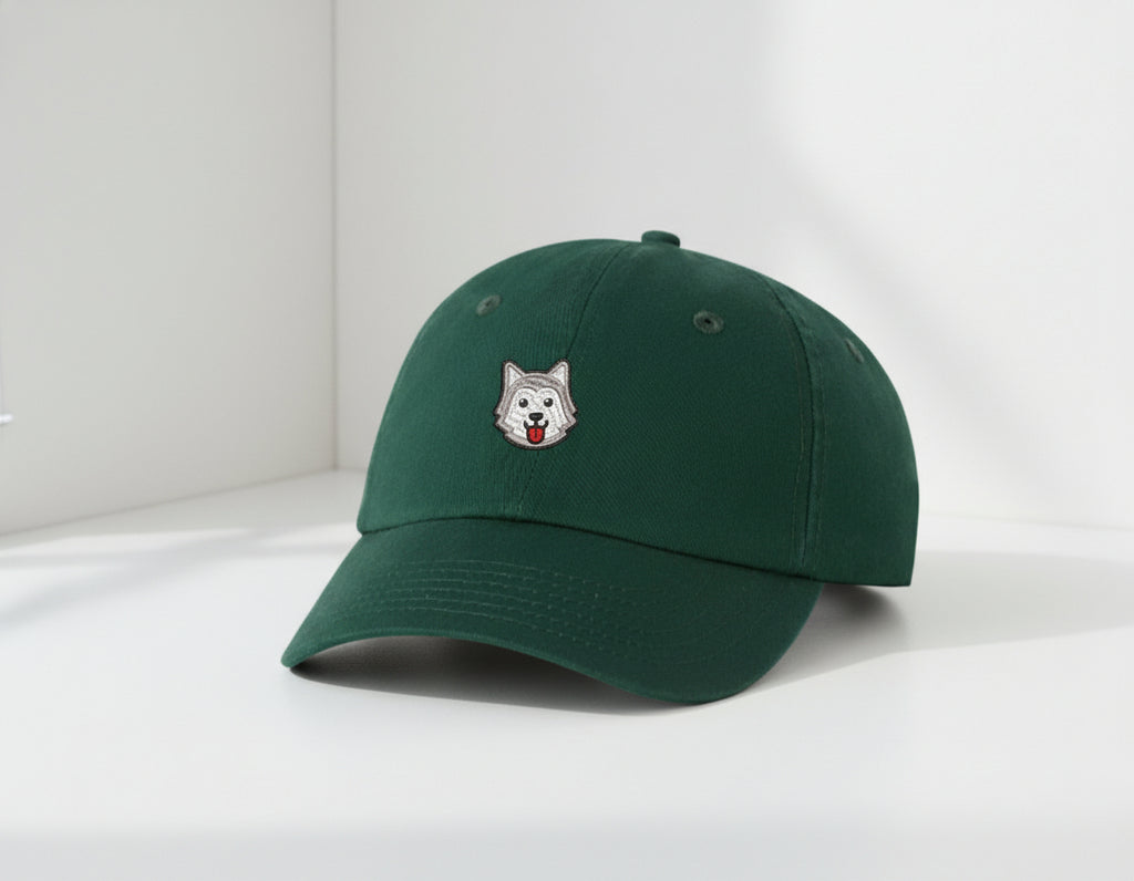Cute Gray Husky Dog Embroidered Dad Hat – Wolf Cartoon Baseball Cap – Aesthetic Adjustable Cotton Hat