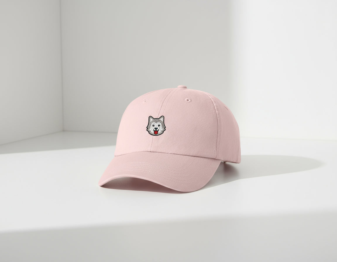 Cute Gray Husky Dog Embroidered Dad Hat – Wolf Cartoon Baseball Cap – Aesthetic Adjustable Cotton Hat