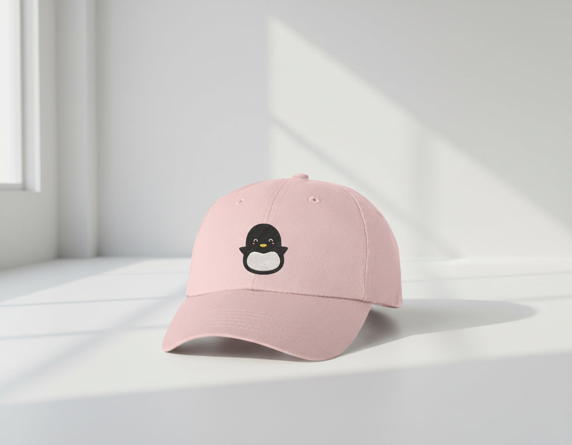 Cute Happy Kawaii Animal Character - Penguin Embroidered Dad Hat – Cartoon Baseball Cap – Aesthetic Adjustable Cotton Hat