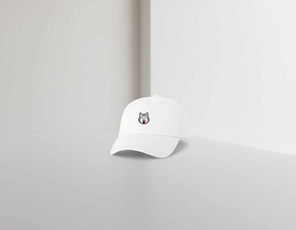 Cute Gray Husky Dog Embroidered Dad Hat – Wolf Cartoon Baseball Cap – Aesthetic Adjustable Cotton Hat