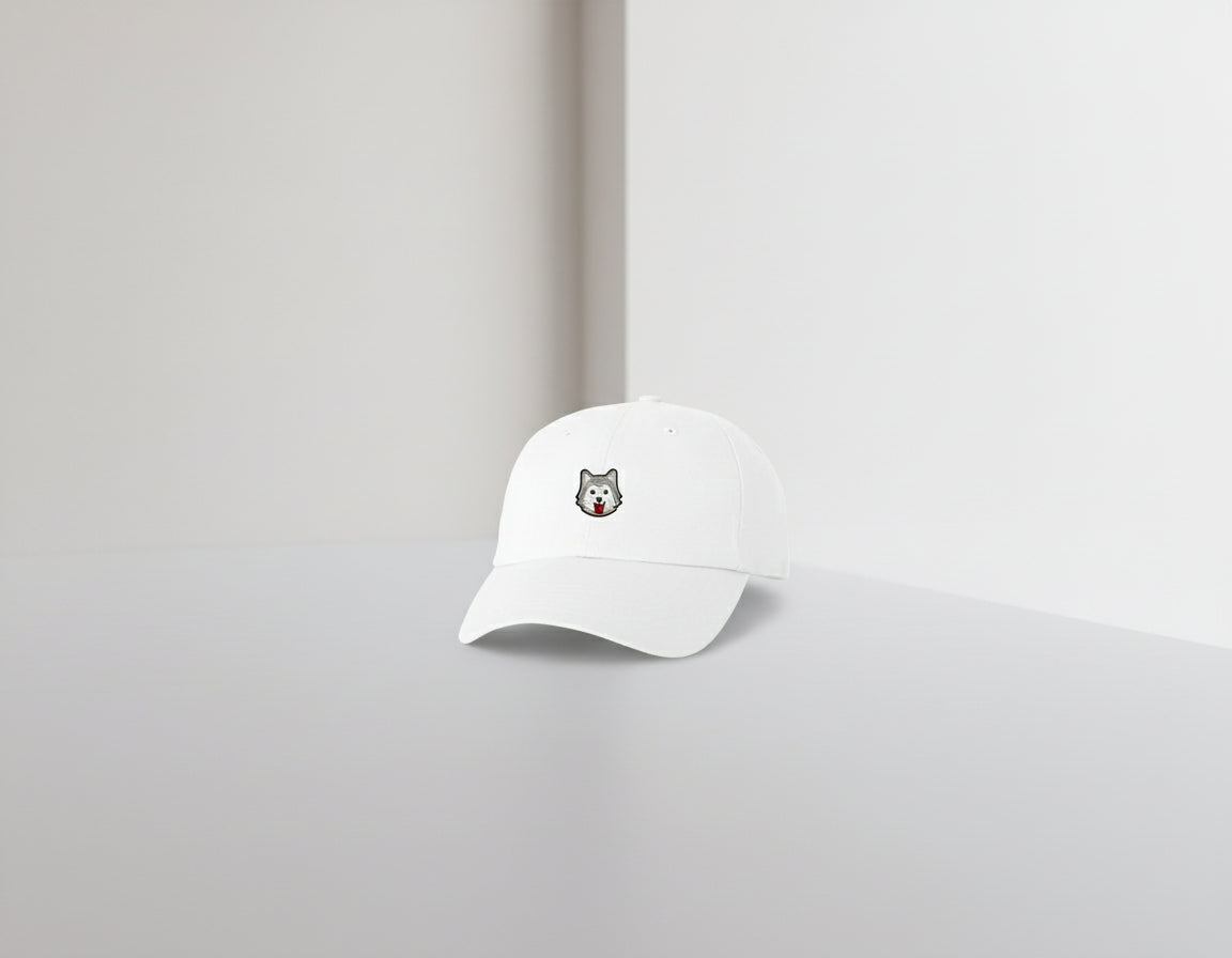 Cute Gray Husky Dog Embroidered Dad Hat – Wolf Cartoon Baseball Cap – Aesthetic Adjustable Cotton Hat